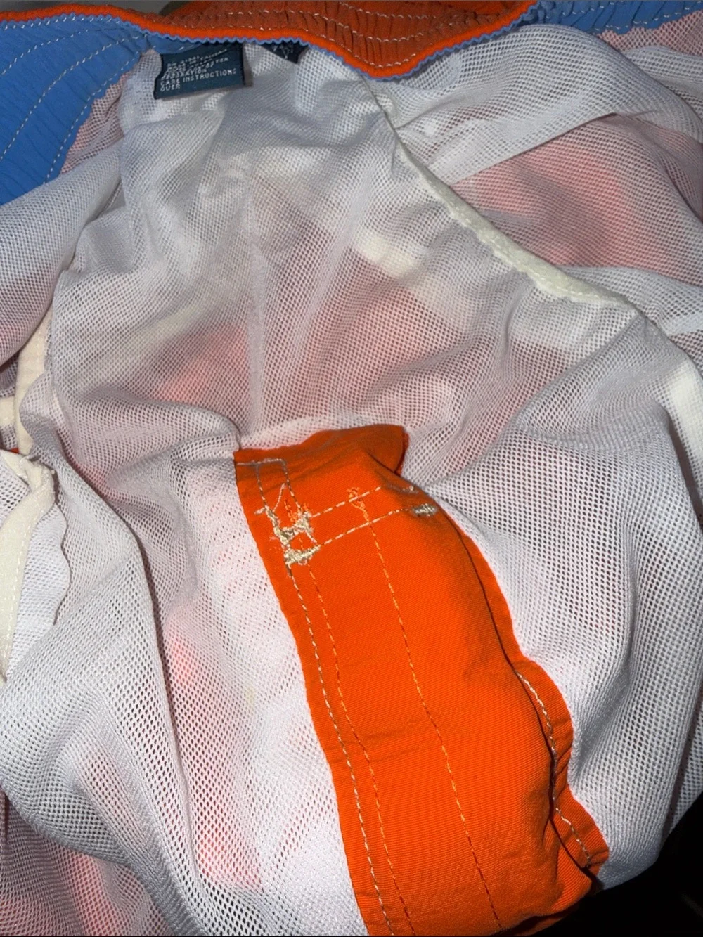 Vintage Polo Ralph Lauren Orange Swim Board Shorts Blue Pony Logo M NWOT